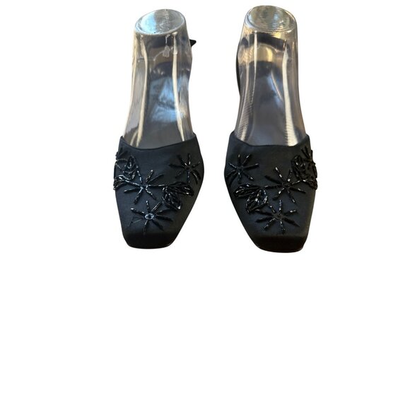 Mootsies Size 10 Beaded  Stylist Satin Slingback Heels Embroidered Star Design - Picture 1 of 8